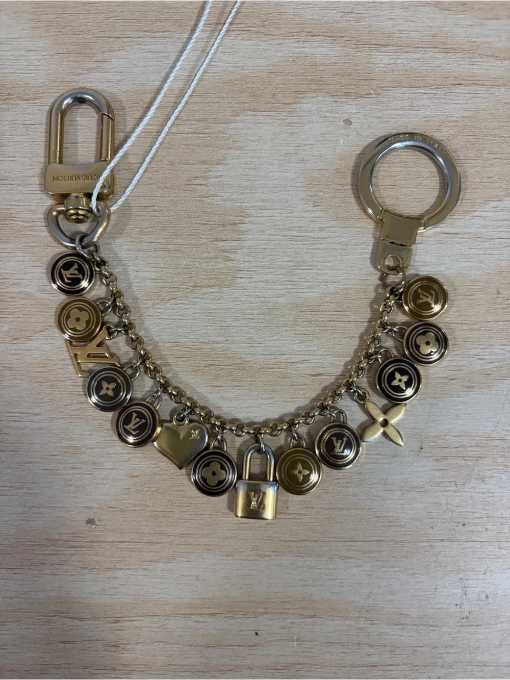 Louis Vuitton pastilles Gold and Brown bag Charm Chain Key Holder